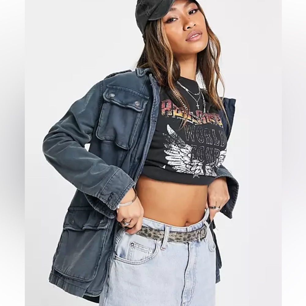 Free People Not Your Brothers Slate Blue Jacket S